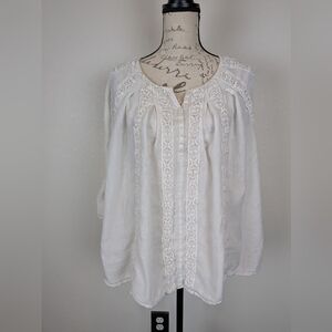 Bandolino White Boho Peasant Blouse – Size XL